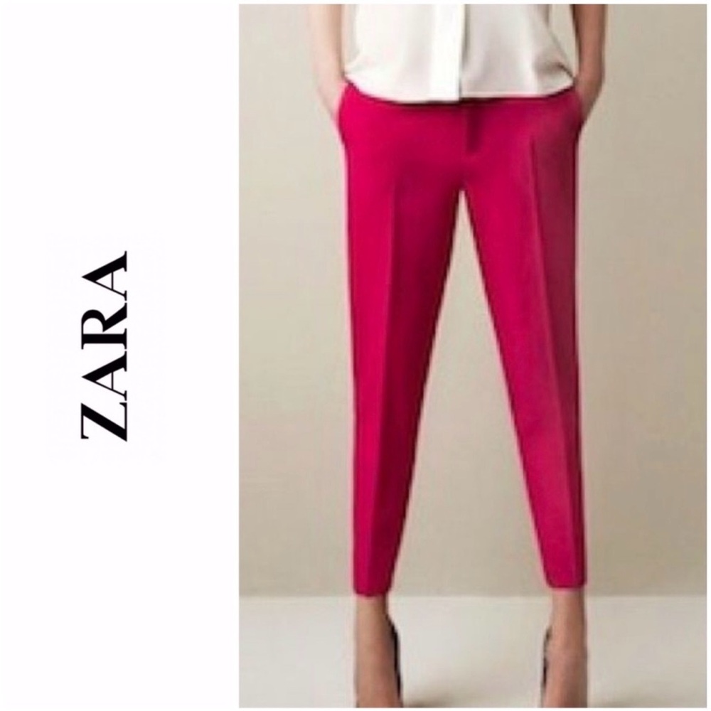Zara Women's Vibrant Pink Cropped Pants